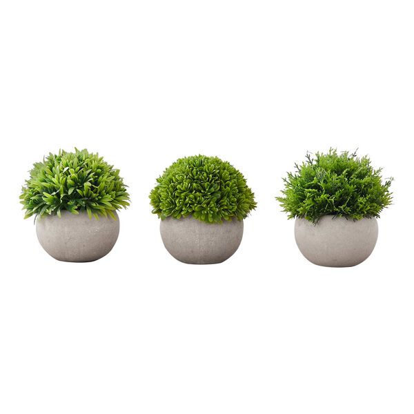 Gray Green Five-Inch Grass Indoor Table Potted Artificial Plant, Set of Three, image 1